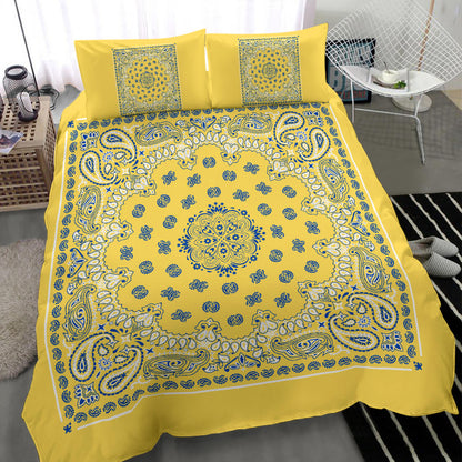 D4 Duvet Cover Set - Yellow and Blue Bandana with Shams