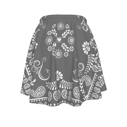 Gray skirt with white and paisley pattern on a white background