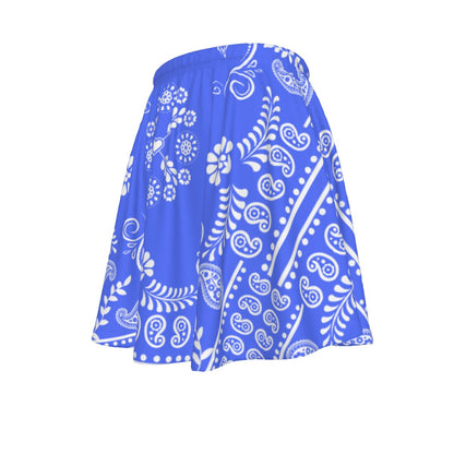 Regal Blue Skirt with white bandana pattern on a white background