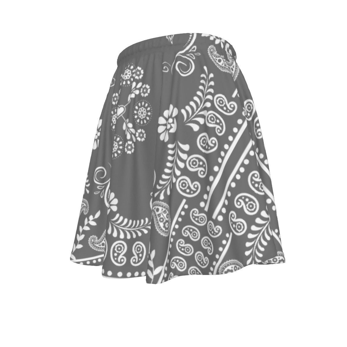 Black skirt with white bandana pattern on a white background