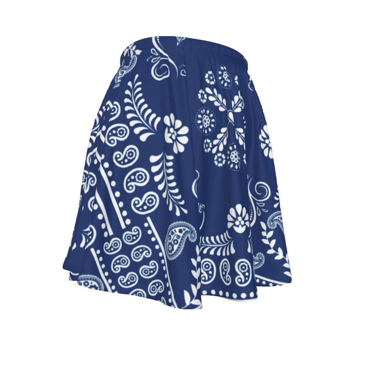 Navy and White Sweetheart skirt with white Bandana pattern on a white background