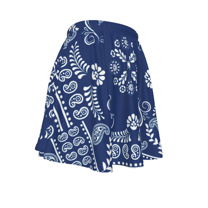 Navy and White Sweetheart skirt with white Bandana pattern on a white background