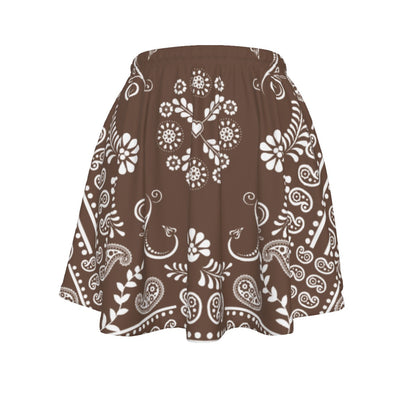 Coffee Brown skirt with white bandana and paisley pattern on a white background