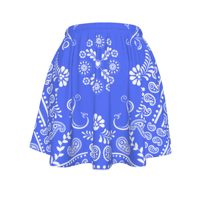 Regal Blue skirt with white bandana pattern on a white background