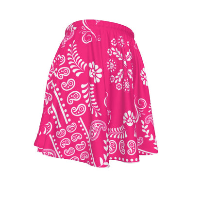 Pink skirt with white bandana patterns on a white background
