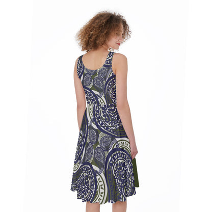 Army Green Paisley Sleeveless Dress