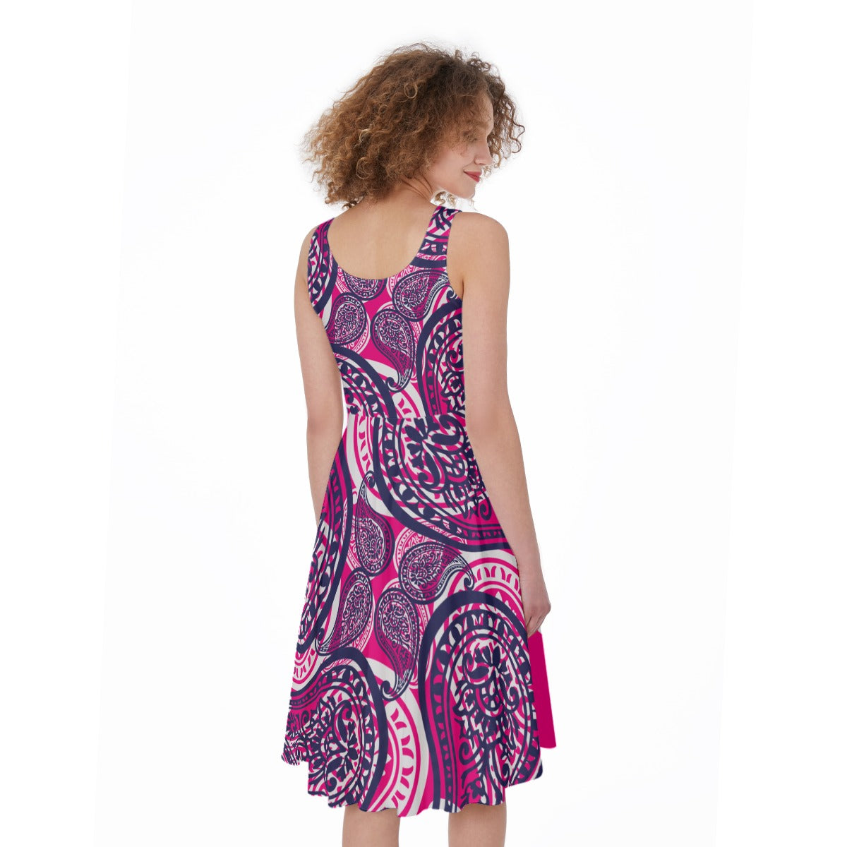 Bright Pink Paisley Sleeveless Dress