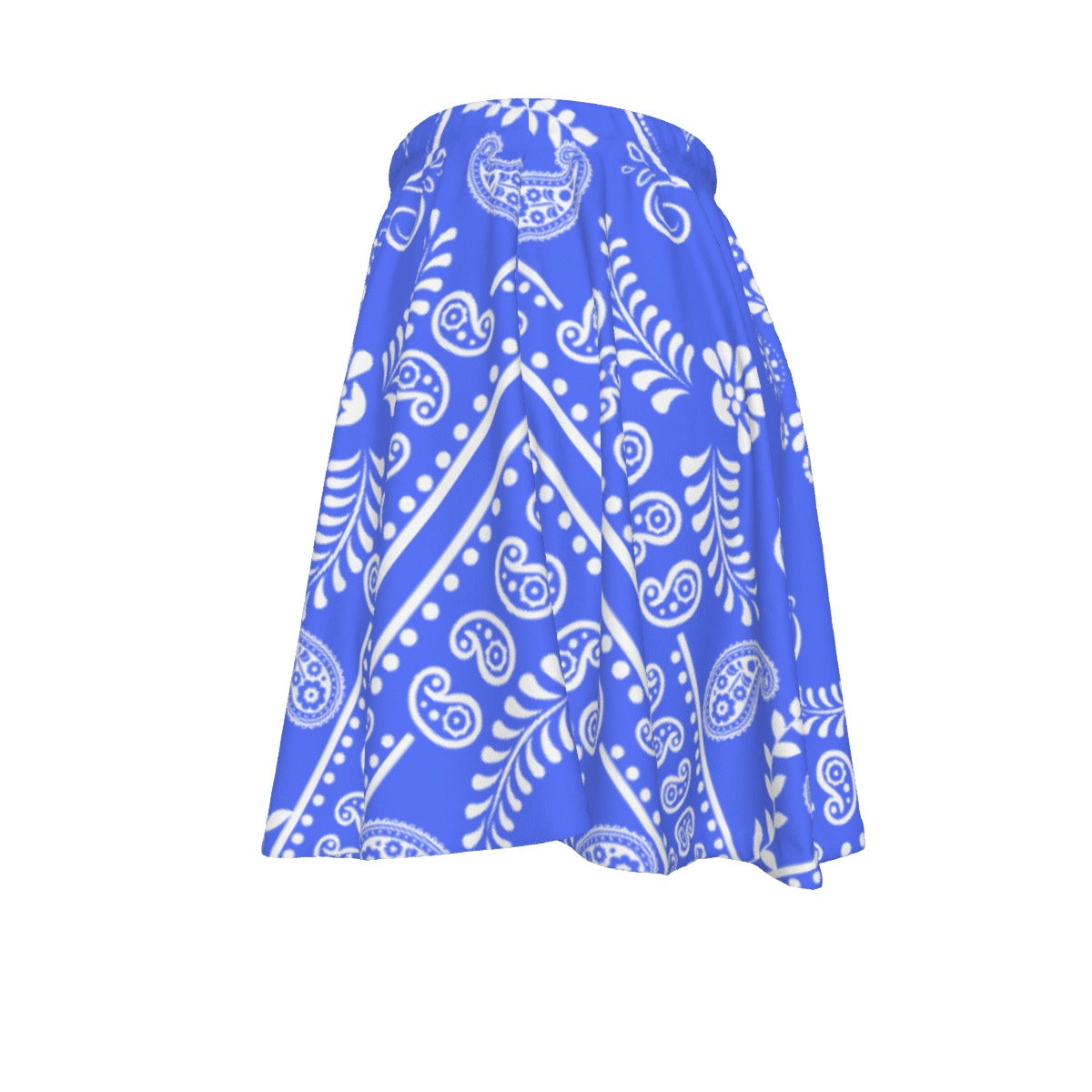Regal Blue Skirt with white paisley pattern on a white background