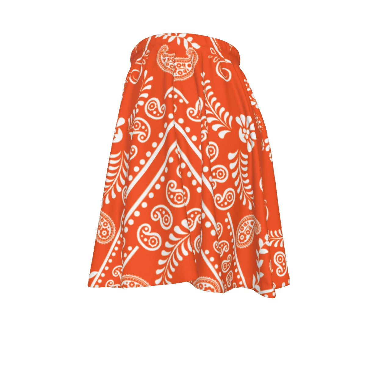 Ultimate Orange skirt with white bandana pattern on a white background