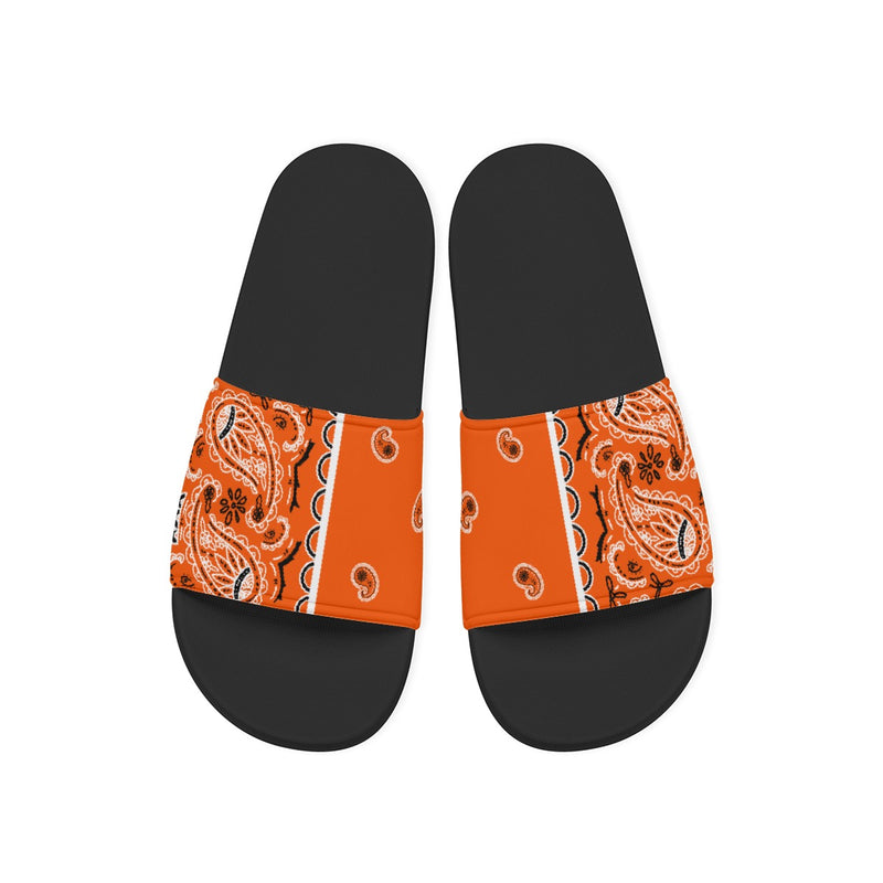 Men's Bright Orange Bandana Slides