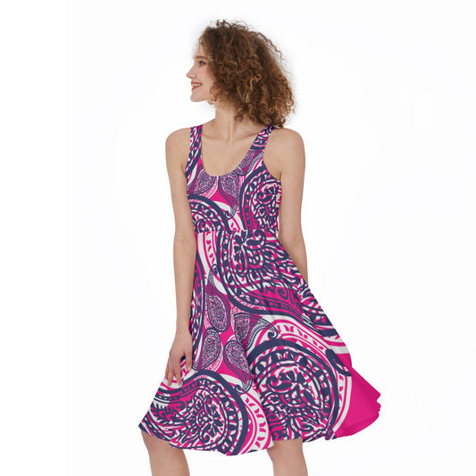 Bright Pink Paisley Sleeveless Dress