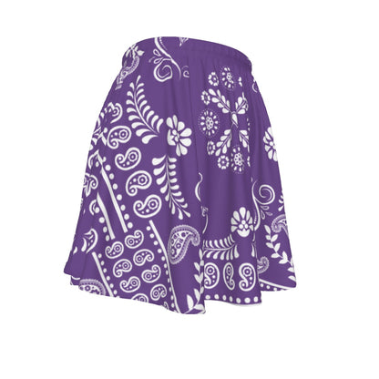 Purple skirt with white floral pattern on a white background