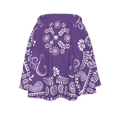 Purple skirt with white paisley pattern on a white background