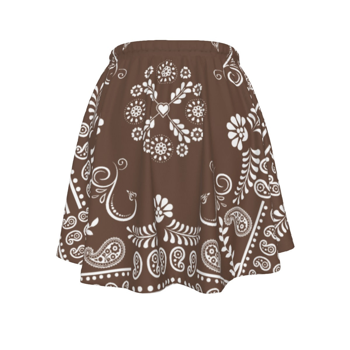 Brown skirt with white bandana pattern on a white background