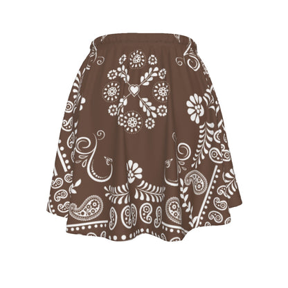 Brown skirt with white bandana pattern on a white background