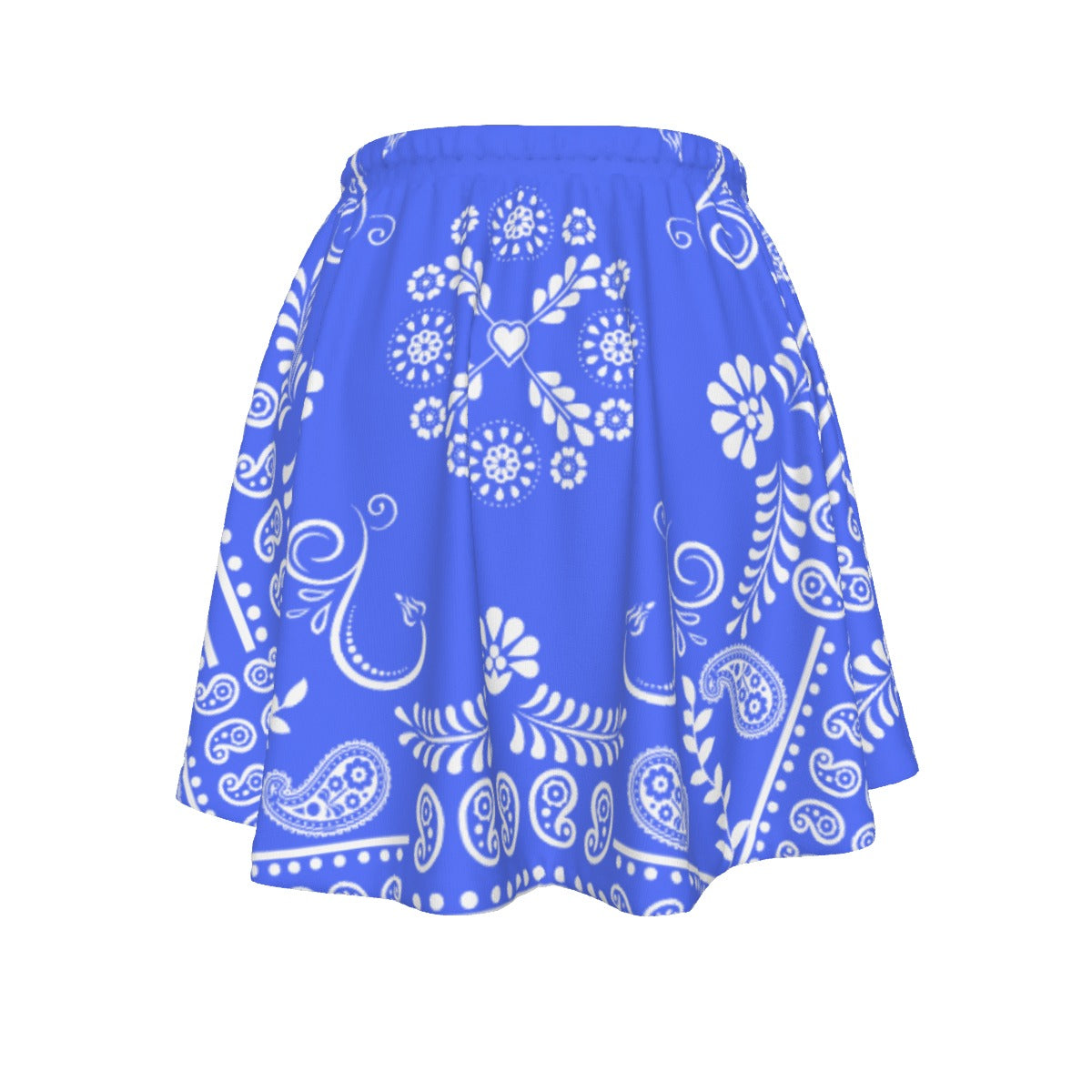Regal Blue skirt with white paisley pattern on a white background