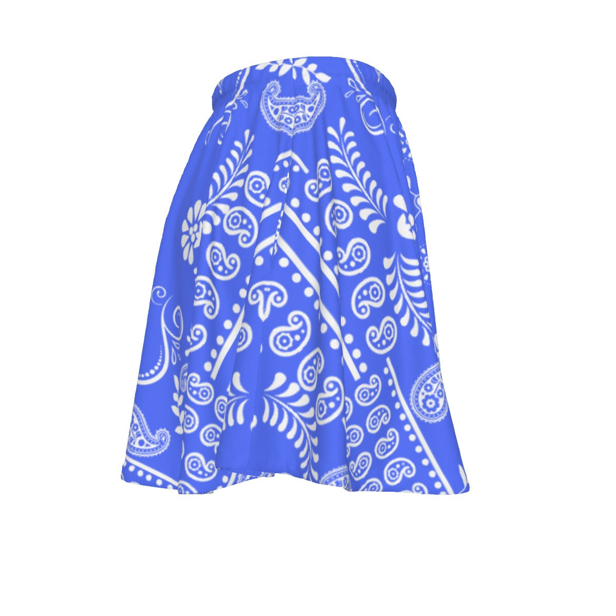 Regal Blue sweetheart skirt with white bandana pattern on a white background