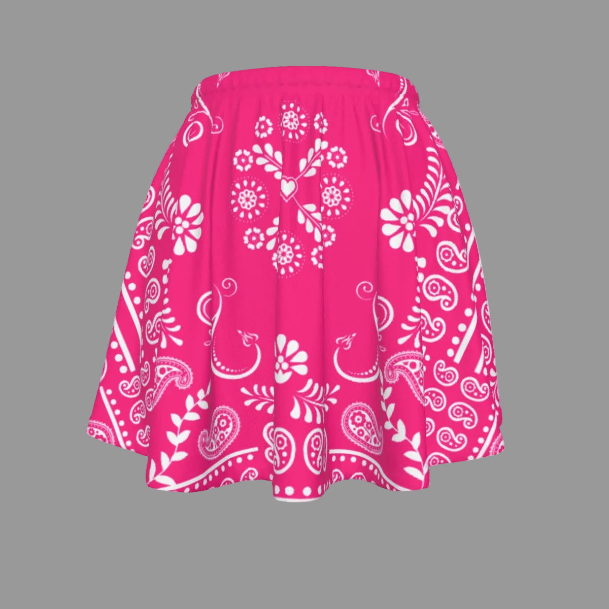 Pink skirt with white bandana pattern on a white background