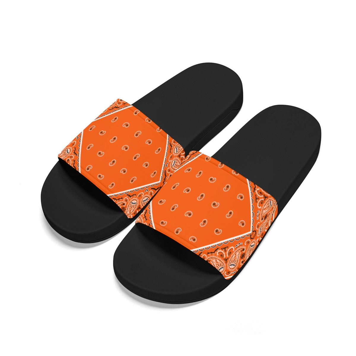 Bright Orange Diamond OG Bandana Slides