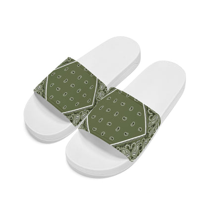 Army Green Diamond OG Bandana Slides