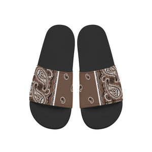 Men's Coffee Brown Bandana Slides