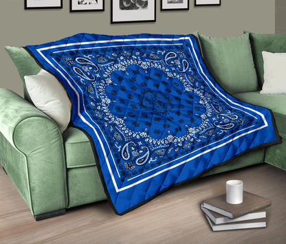 Quilt 2 Black Bandana on Blue White Sq.