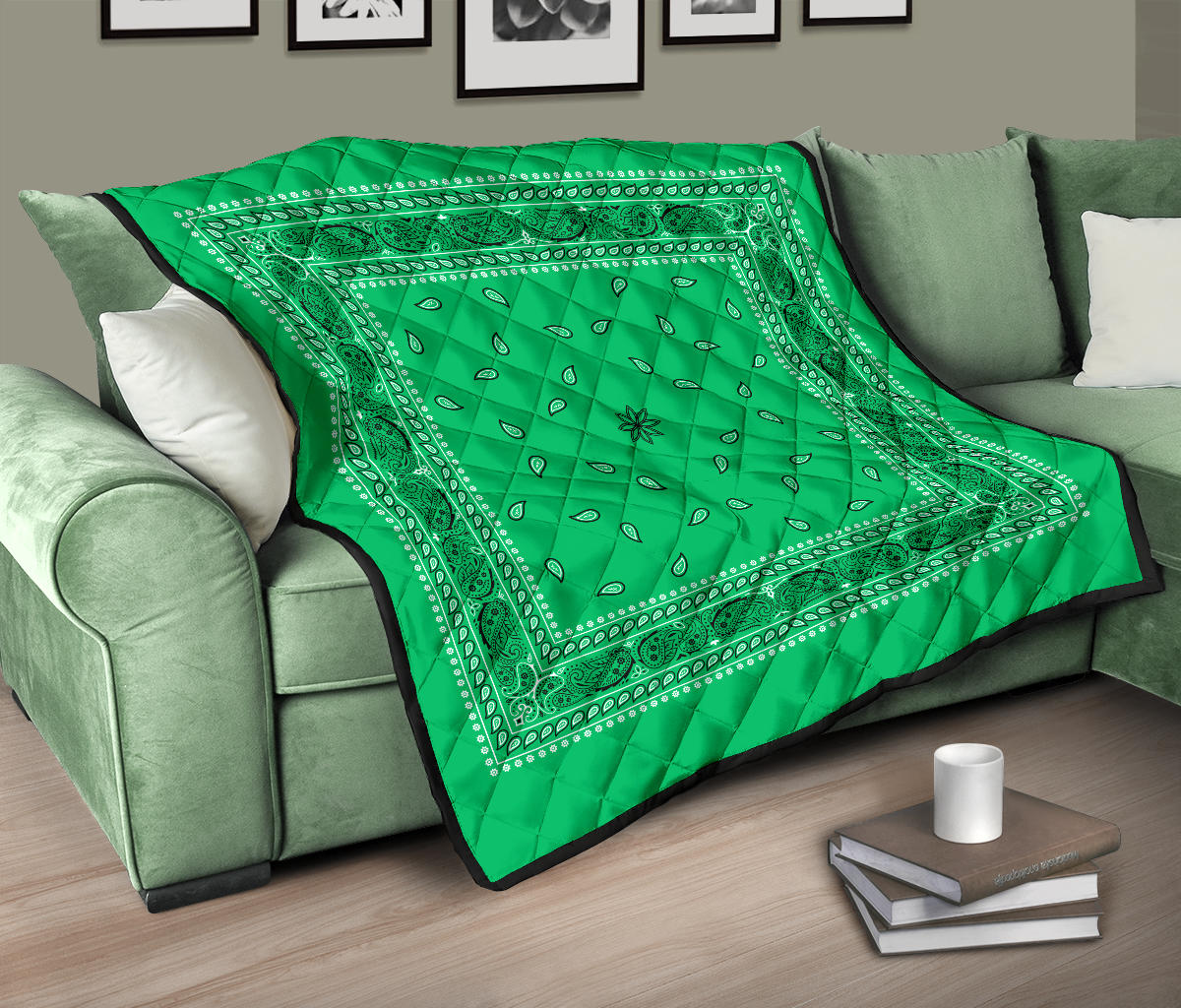 Quilt 4 Black on Green Bandana Quilt