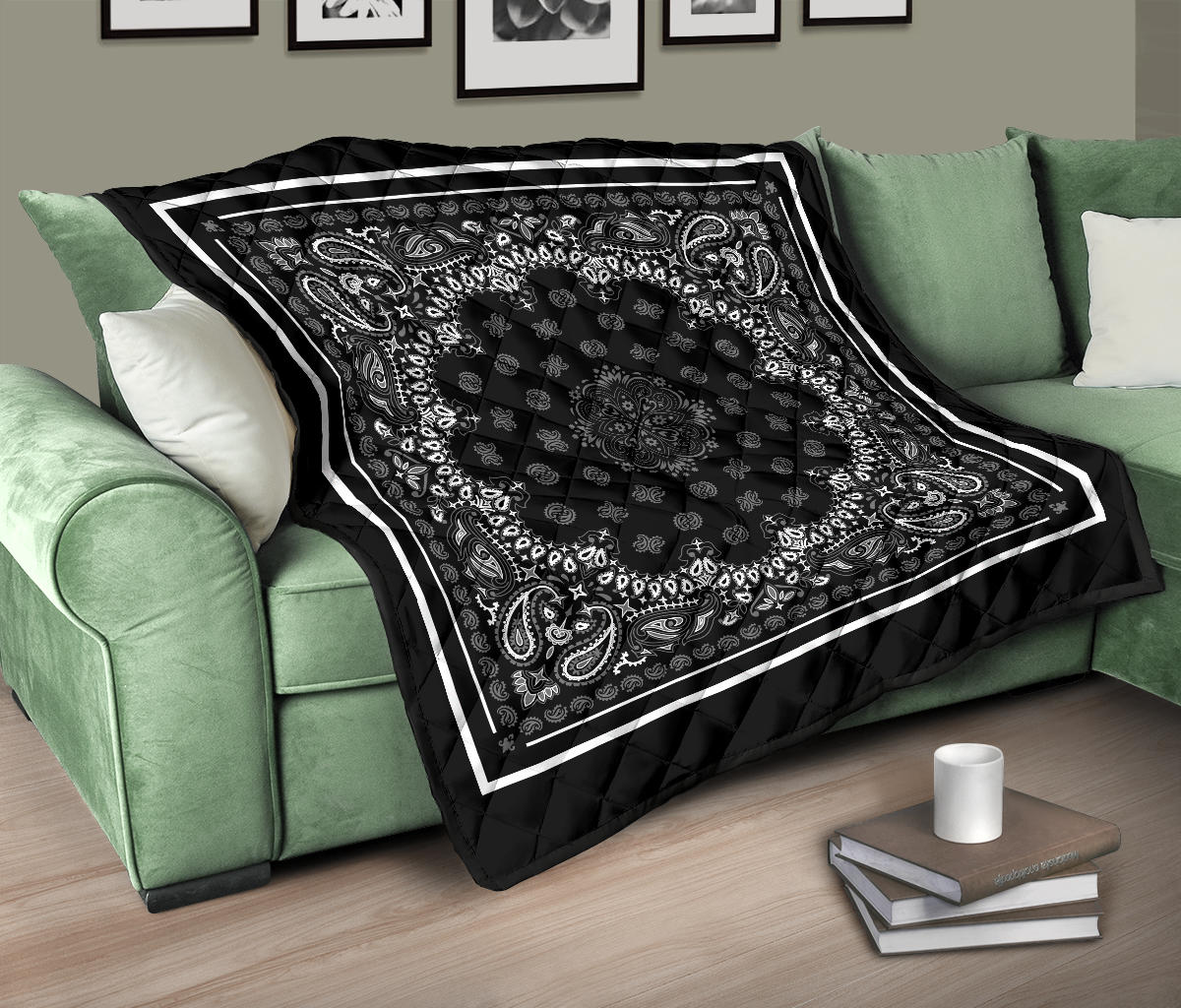 Quilt 2 - Gray on Black White Sq.
