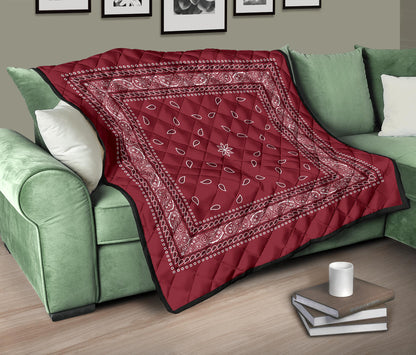 Quilt 4 Black White Bandana on Maroon