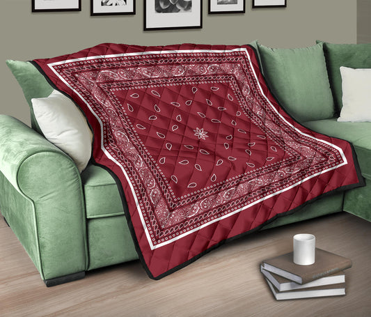 Quilt 4 Black White Maroon Bandana Quilt