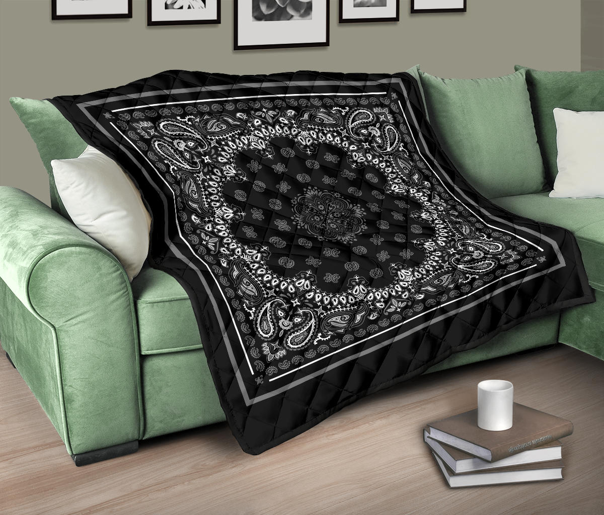 Quilt 2 Gray on Black w Gray Sq.