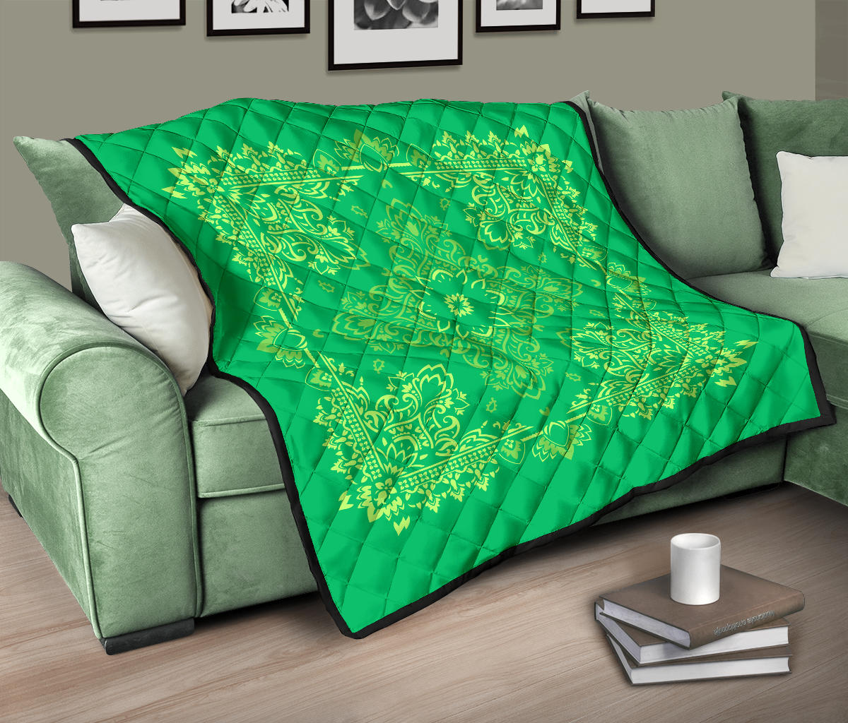 Quilt 3 Lime Green on Green Bandana Quilt