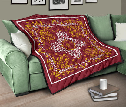 Quilt 3 White Gold on Maroon Bandana Quilt