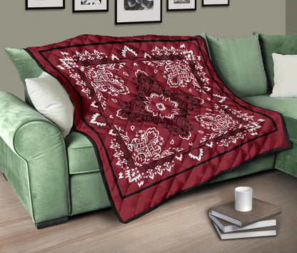 Quilt 3 Black White Maroon Bandana Quilt