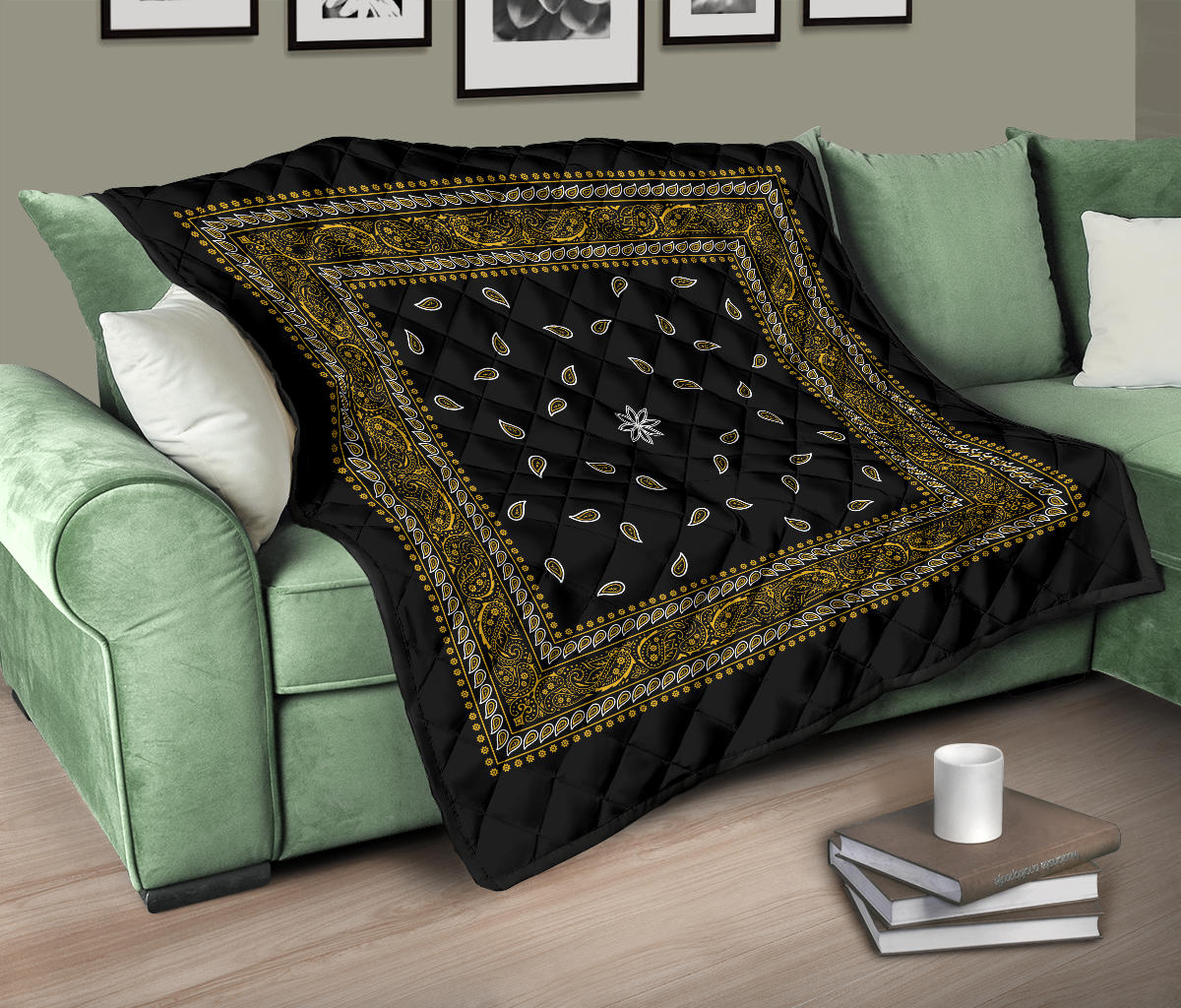 Quilt 4 Gold White and Black Bandana Quilt