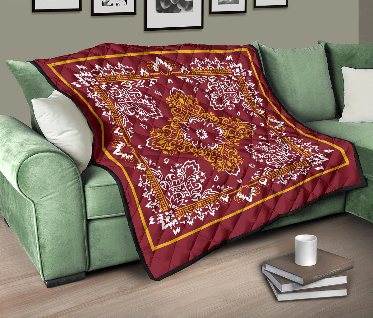 Quilt 3 Gold White Bandana Quilt