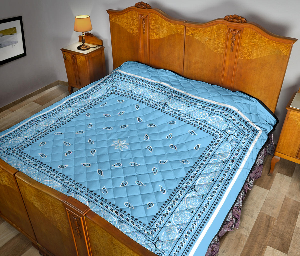 Quilt 4 White and Black Lt Blue Bandana Quilt