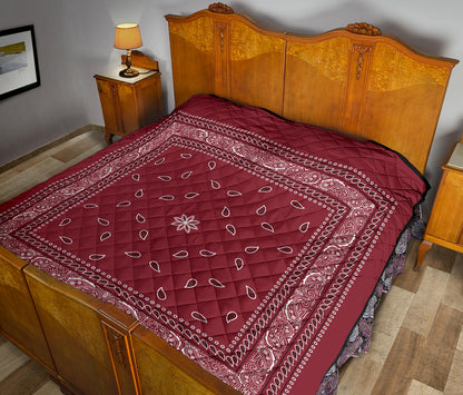 Quilt 4 Black White Bandana on Maroon