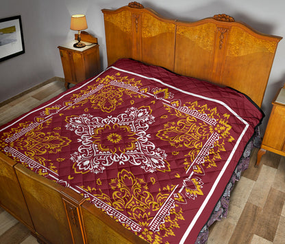 Quilt 3 White Gold on Maroon Bandana Quilt