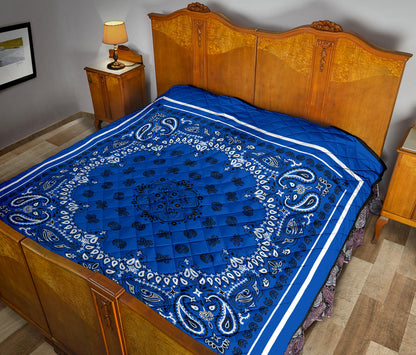 Quilt 2 Black Bandana on Blue White Sq.