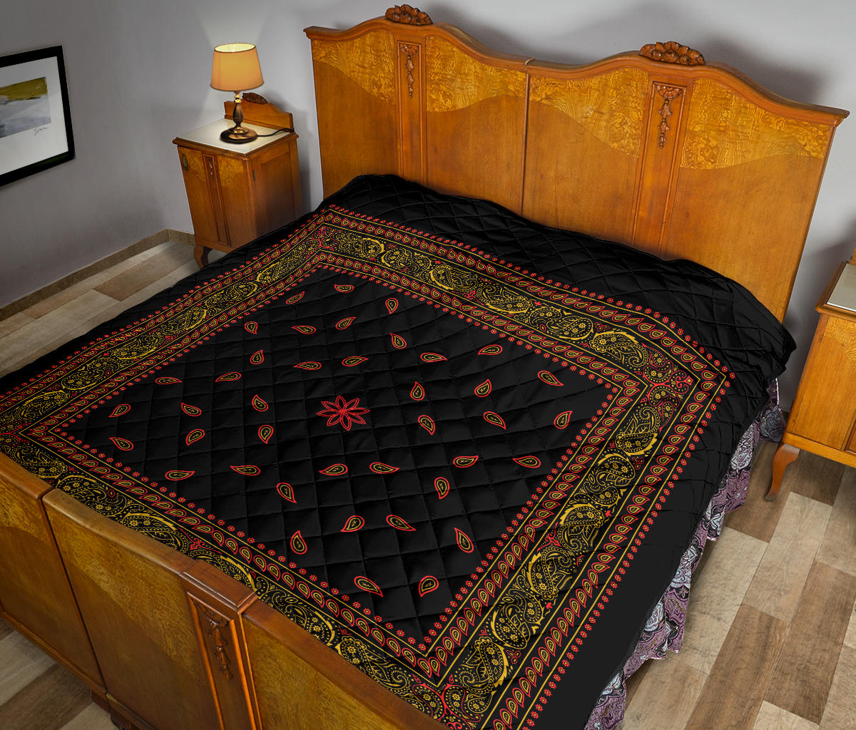 Quilt 4 Red Gold and Black Bandana Quilt