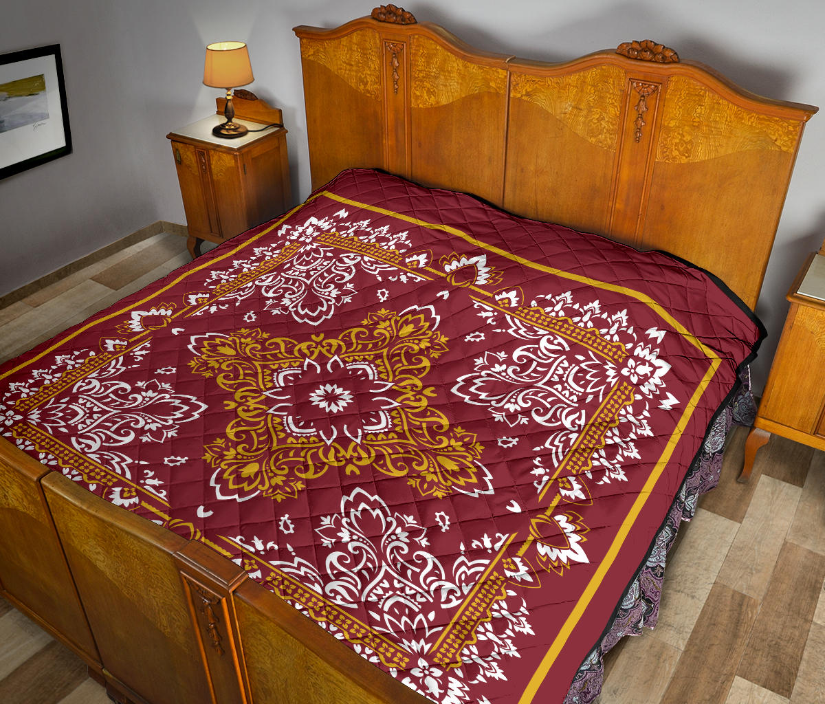 Quilt 3 Gold White Bandana Quilt