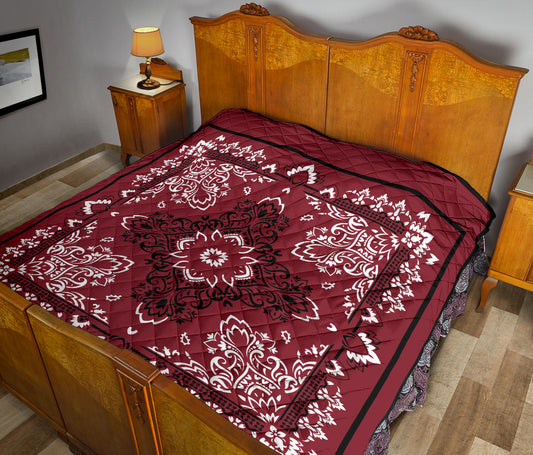 Quilt 3 Black White Maroon Bandana Quilt