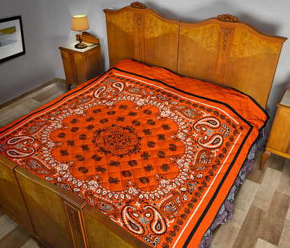 Quilt 2 Black White on Orange Black Sq