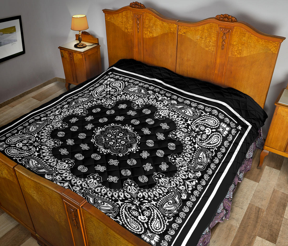 Quilt 2 - White Bandana Style on Black Squared