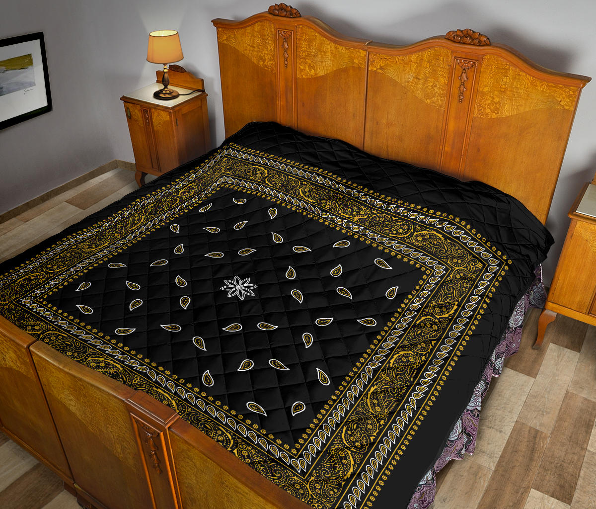 Quilt 4 Gold White and Black Bandana Quilt