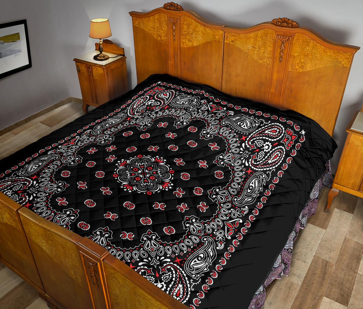 Quilt 2 Red White on Black Bandana Style