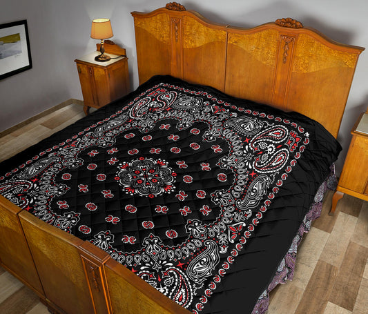 Quilt 2 Red White on Black Bandana Style
