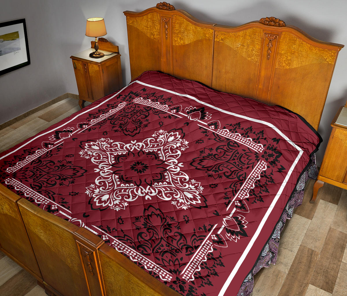 Quilt 3 - White Black on Maroon Bandana Quilt