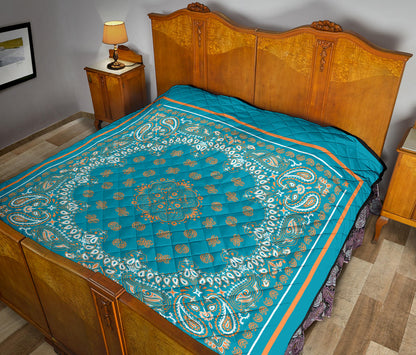 Quilt 2 Orange Bandana on Teal